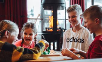 Children playing a table-top game